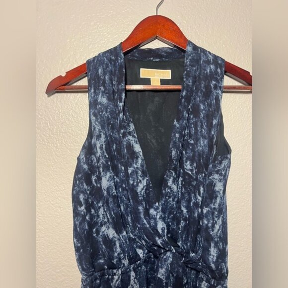 Michael Kors Navy Blue & White Abstract Print Dress Size 0 - Picture 3 of 4